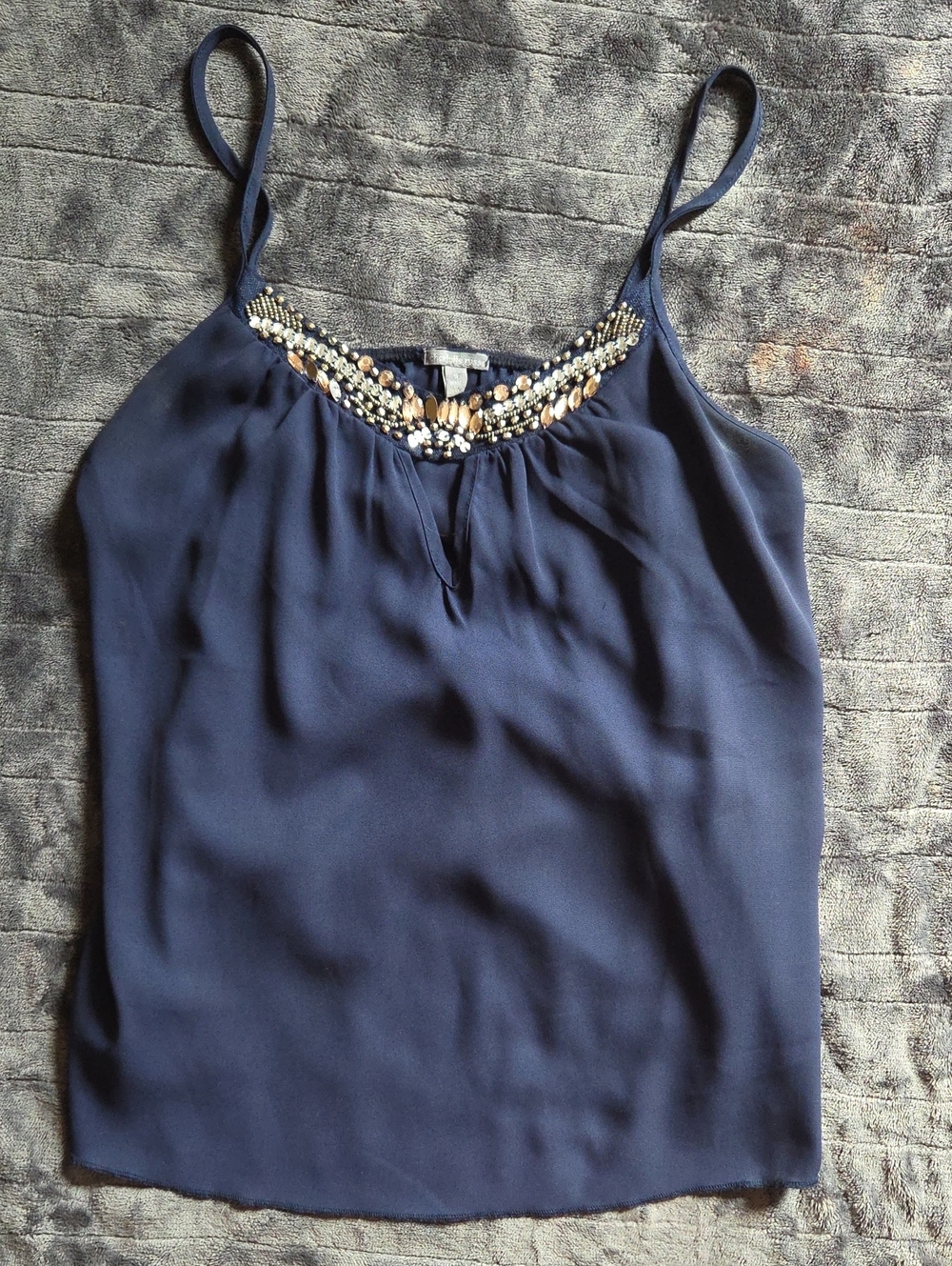 Charlotte Russe Embellished Navy Spaghetti Strap Women's Top
